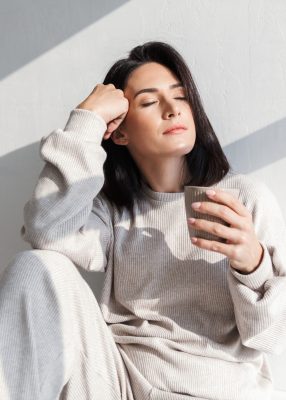 woman+breathing+tea